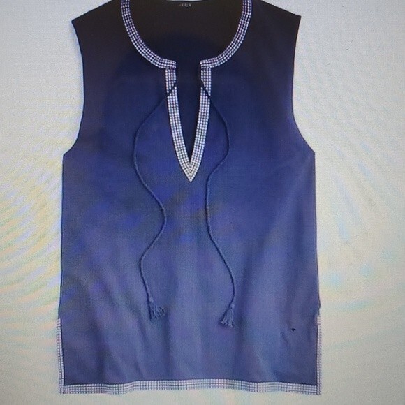 J. CREW BLUE EMBROIDERED TRIM TASSEL SLEEVELESS TOP LARGE - Picture 12 of 12